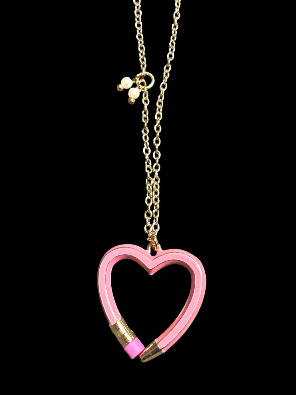 NWT•Betsey Johnson Pink Pencil Heart Shaped Necklace